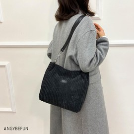 Bolsa Bandolera de Pana para Mujer - Bolsa de Hombro Práctica Bolso de Mano Reutilizable Tote Bag Hobos Amplias con Anillo de Cadena Correa de Piel para Viajes de Trabajo Escolar, Compras, Oficina