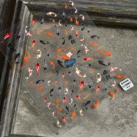 Spring Summer Nail Art Stickers 5D Embossed Nail Decals for Acrylic Nails Black Red Koi Fish Nail Stickers for Nail Art Self Adhesive Nail Design Supplies for Women Girls