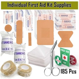 Lab Supply Mart 185 Piece Lot - Gauze Pads Refill for Emergency Survival School First Aid Kit
