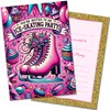 PACK 20 Ice Skating Party Invitations with Envelopes – Artistic Pink Designs – Double Sided Cards – Designed and Printed in the UK