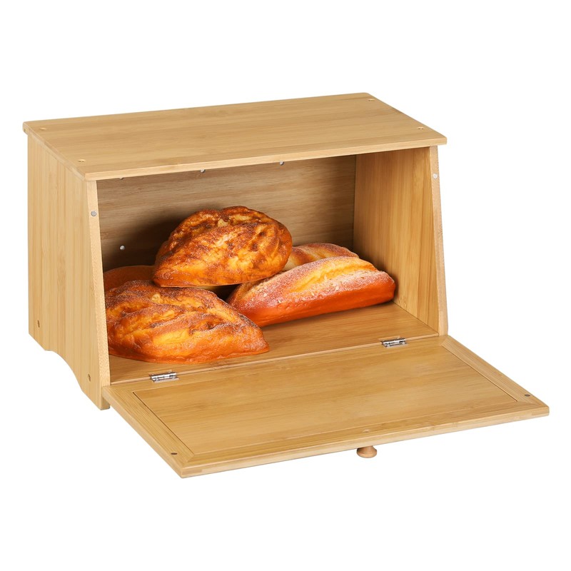 HOMEKOKO Vintage Large Wood Bread Box for Kitchen Counter, Retro