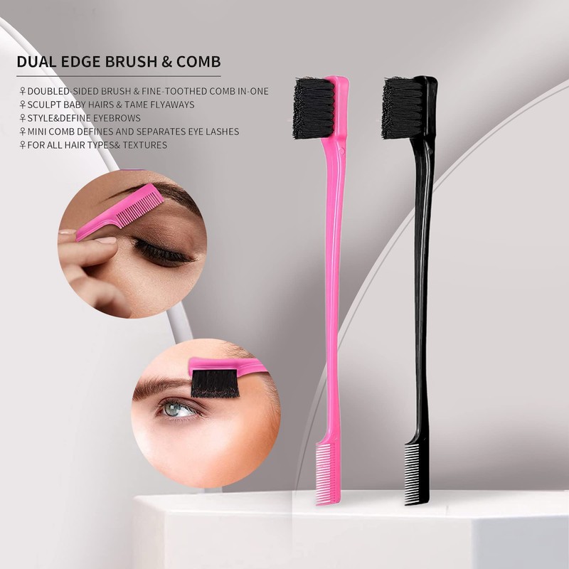 MayaBeauty Double Sided Edge Control Hair Brush Comb Combo Pack