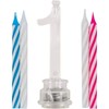 Blue Plastic Number 1 Flashing Candle Holder With Birthday Candle