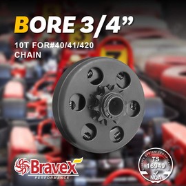 Bravex Centrifugal Clutch, Go Kart Clutch 3/4" Bore 10 Tooth For #40/41/420 Chain Fun Kart Mini Bike Upgrade