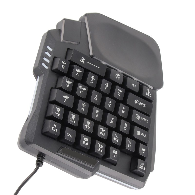 One Handed Gaming Keyboard 35 Keys Waterproof Wide Palm Rest