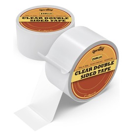 Lzerking Clear Double Sided Tape 2 Rolls Clear Removable Wall Safe Heavy Duty Double Sides Self Sticky Wall Fabric Tape for Arts, Crafts, Photography, Scrapbooking 2in×20 Yards