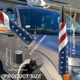 Car Truck Bullet Antenna Replacement Mast with Valve Stem Caps American Flag Style for GMC Sierra Chevy Silverado Dodge Ram 1500 2500 3500 Ford F150 F250 F350 Super Duty Raptor Accessories, Black