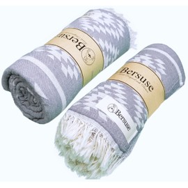 Bersuse 100% Cotton - Teotihuacan Turkish Towel - Silver Grey