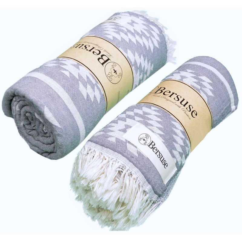 Bersuse 100% Cotton - Teotihuacan Turkish Towel - Silver Grey