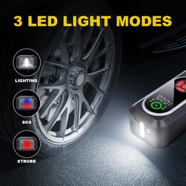 Q10 4500A Car Jump Starter with Air Compressor Combo 150PSI, Portable Car Battery Jump Starter Pack (10L Gas/8.0L Diesel), ChargerTire Inflator LED Light (4500A)