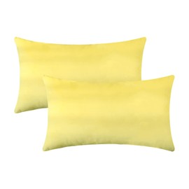 Jeneoo Set of 2 Comfy Soft Velvet Lumbar Throw Pillow Cases for Sofa Couch, Decorative Solid Rectangle Cushion Covers for Bedroom Car (12 x 20 Inches, Lemon Yellow)