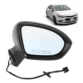 Motoforti 5Pin Right Passgener Side Mirror Replacement for Chevy Cruze 16-19 Sedan/Hatchback Power Door Mirror Assembly Heated Glass Manual Fold Gloss Black Replace# GM1321542