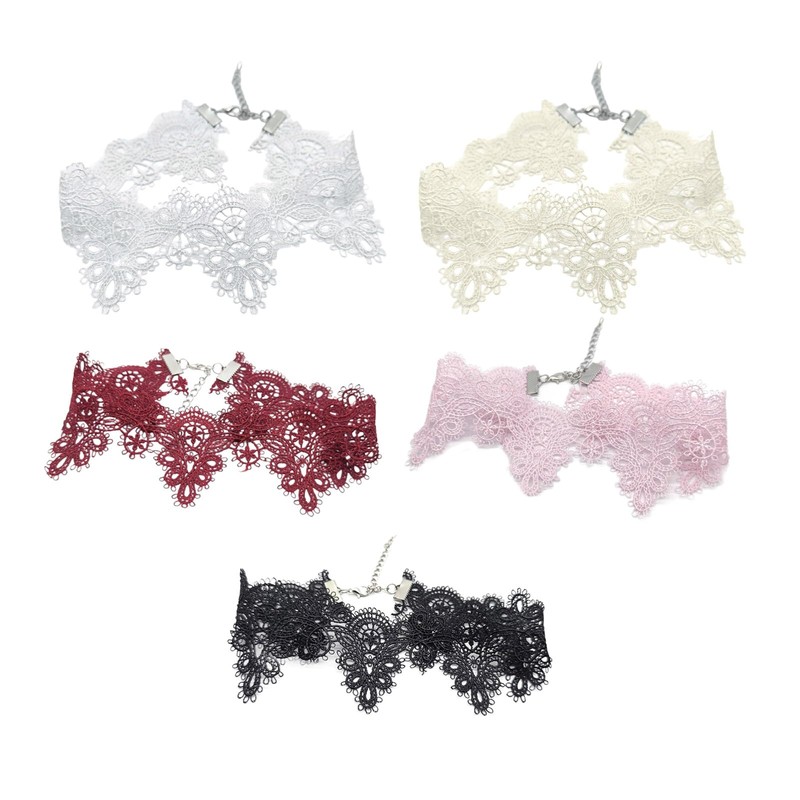 Vintage Lace Choker Necklace Stylish Pendant Adjustable Length Elegant Collar