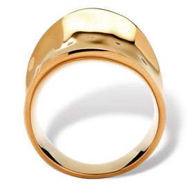 PalmBeach Yellow Gold-Plated Hammered Concave Cigar Ring (5.5mm) Sizes 5-10 Size 8