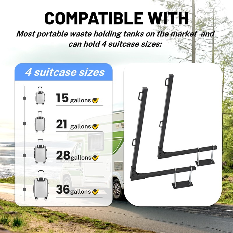 KUAFU RV Foldable Tote Tank Rack Carrier Compatible with Suitcase