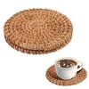 Oruola 2pcs Rattan Placemats,10cm Diameter Handmade Woven Coasters,Natural Rattan Placemats