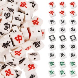 HOODANCOS 100pcs Mahjong Tile Beads Clay Loose Spacer Beads Bracelets Necklace Earring Beads for Jewelry Making Supplies