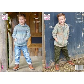 King Cole Aran Knitting Pattern - 6222 Children's Hooded Sweater & Cardigan