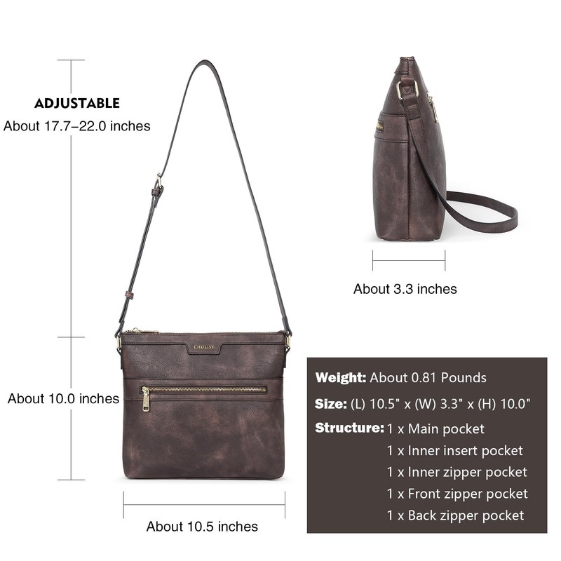 CHOLISS Large Crossbody Bags for Women, Medium Size Purses for