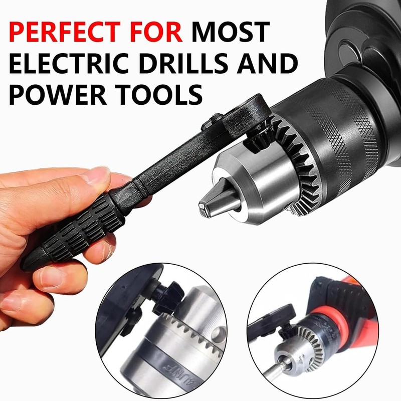 LAPUOTSP 2-in-1 Ratchet Drill Chuck Key Wrench, Universal Chuck Key
