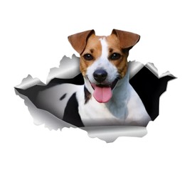 TIZIKJ Autoaufkleber 22cm(8.7 Inch) Jack Russell Terrier Aufkleber 3D Zerrissen Reflektierende Auto Aufkleber Lustig Jack Russell Terrier Car Sticker Haustier Hund Personalisiert Auto Styling Dekor