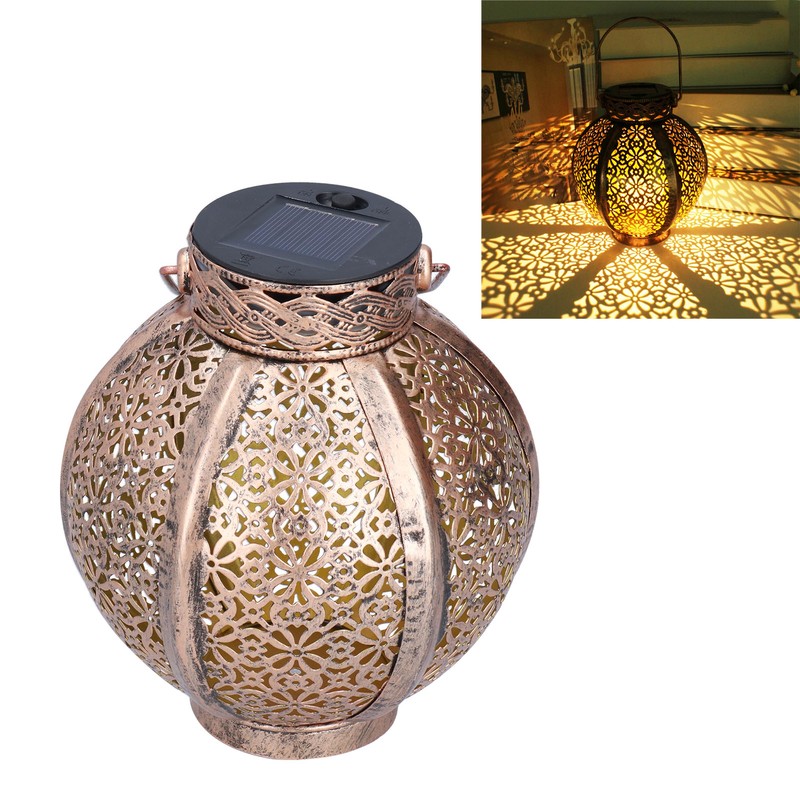 Solar Hollow Light Waterproof Retro Style Solar Landscape Hollow Lantern