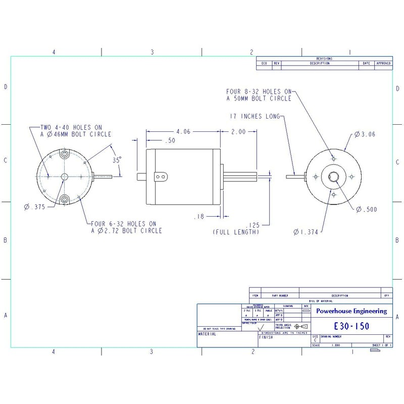 AmpFlow E30-150-24 Brushed Electric Motor, 12V, 24V, or 36 VDC,