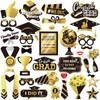 2025 Graduation Photo Booth Props 36Pcs Black Gold Graduation Photo