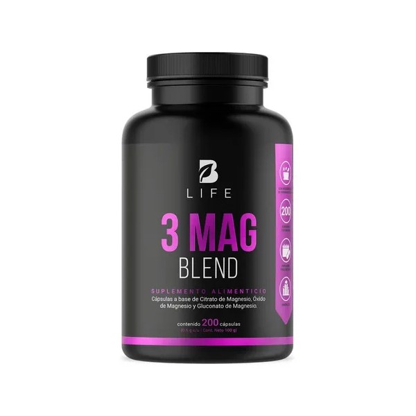 Mezcla De Magnesios 200 Caps Citrato Oxido Gluconato B Life