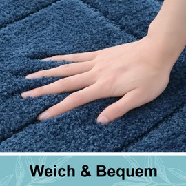 Homaxy Microfibre Bathroom Rug Non-Slip Washable Bath Mat Soft Bath Mat Water Absorbent Bath Mat for Bathroom - 60 x 90 cm, Navy Blue