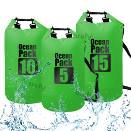 Archy Mochila Bolsa Seca 10 Litros Impermeable Contra Agua Resistente y Plegable Para Senderismo Pesca Playa Mar Campismo Buceo FS10L (Verde Limon)