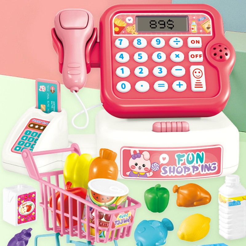 Cash Register Playset Stimulation Cosplay Learning Calculation Shopping Checkout Money