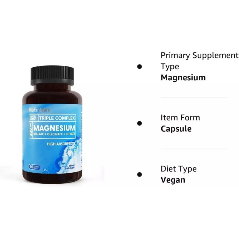 Bioemblem Suplemento en cápsula Bioemblem Magnésio glycinate, malate, & citrate