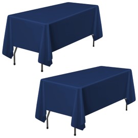 Pesonlook 2Pack Navy Blue Tablecloths for 8 Foot Rectangle Tables 60 x 126 Inch Rectangle Table Cloth Polyester Fabric Washable Table Cloth for Wedding Reception Banquet Party Restaurant