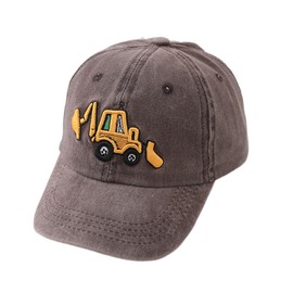 PythJooh Toddler Boy Girl Cute Excavator Embroidery Baseball Caps Kids Adjustable Cotton Washed Vintage Cowboy Hat Caps for Unisex Aged 2-8 Coffee