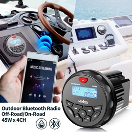 Waterproof Bluetooth Marine Stereo Receiver with MP3 Player on AM/FM Radio and USB for Streaming Music on Boats Golf Carts ATV UTV and Spa Hot Tubs