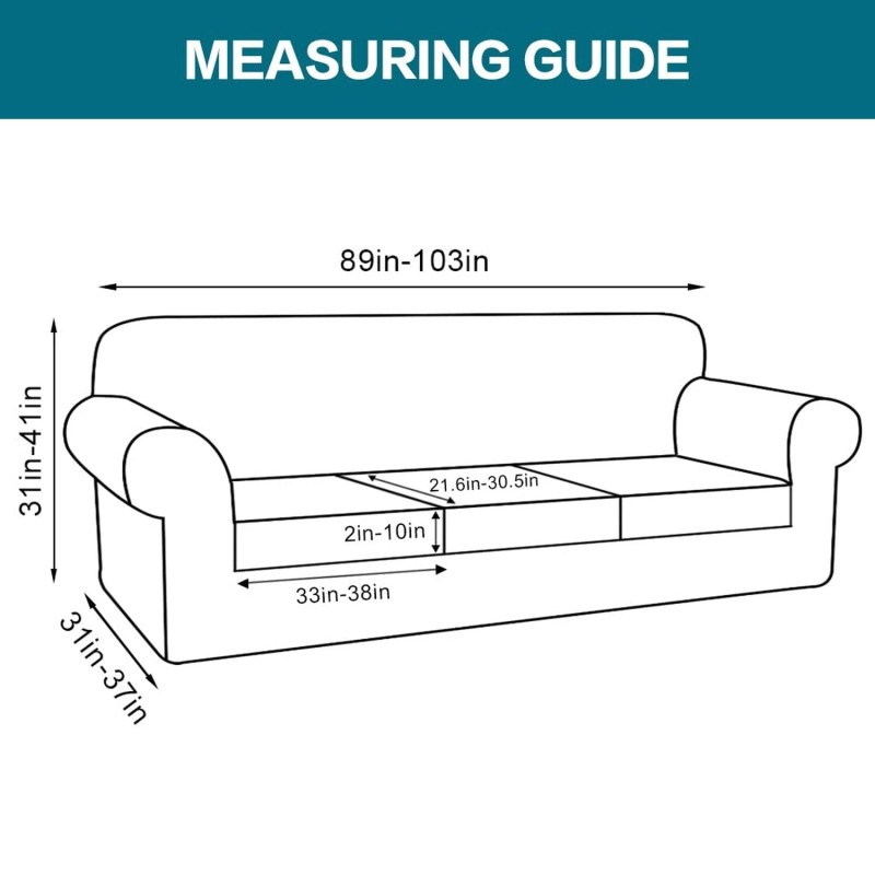 Turquoize 4 Piece Sofa Covers for 3 Cushion Couch Sofa
