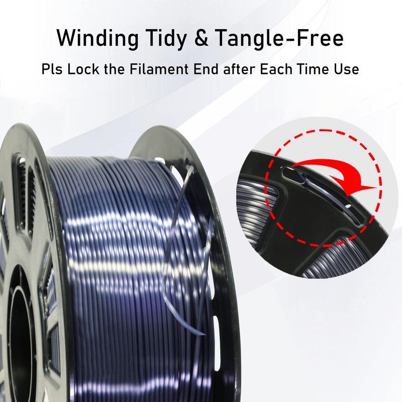 MIKA3D Silk Black Shiny PLA 3D Printing Filament, 1KG 2.2Lbs