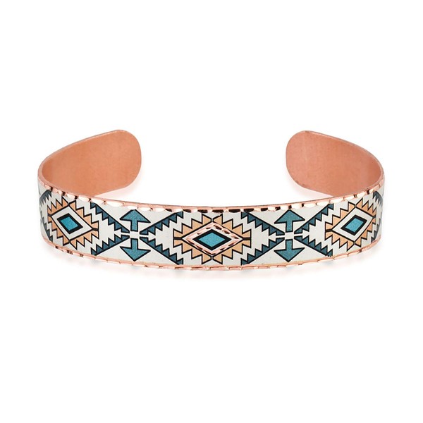 Colorful Native American Bracelets Cuff Unisex with Teal Blue Backdrop