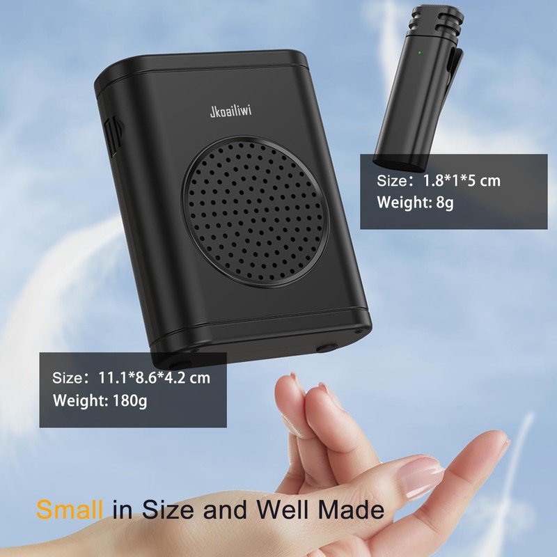 Voice Amplifier for Teachers with Clip-On Wireless Lapel Mic, [Bluetooth