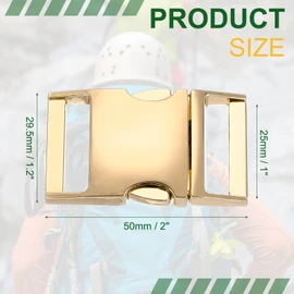 PATIKIL Metal Buckle, 4 Pack Quick Side Release Clips for Luggage Belt Strap Backpack Webbing(0.8" x 1.5", Gold)