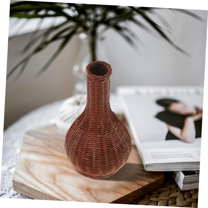 GRIRIW Bamboo Woven Vase Rustic Decorative Flower Holder Handmade Country