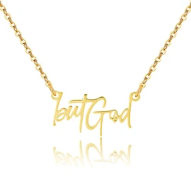 But God Bible Inspirational Faith Necklace - Dainty Stainless Steel Gold Letter Necklace Gifts for Women