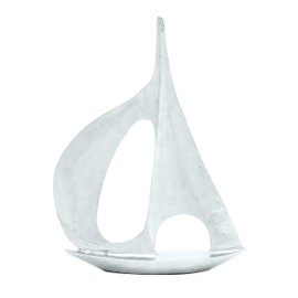 Deco 79 Aluminum Metal Sail Boat Decorative Sculpture Home Decor Statue, Accent Figurine 28" x 6" x 37", Silver
