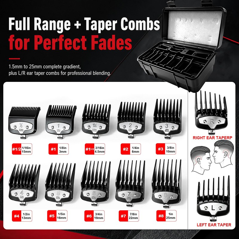 12 Premium Clipper Guards Set Compatible with Wahl Hair Clippers