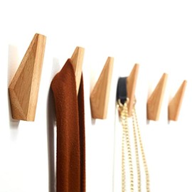 LONANGG Wood Wall Hooks, 6Pack Coat Hooks Mounted Rustic Wooden Heavy Duty Robe Hook Hat Rack | for Hanging Bathroom Towels Clothes Hanger Hat（Rubber Wood）