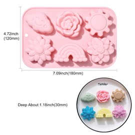 KitBeads - Moldes de silicona con diseño de flores y arco iris en 3D, para el clima y la nube de sol, moldes florales para fondant para hornear, jabón, velas, manualidades, decoraciones
