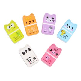 6PCS Cute Pencil Eraser, Cartoon Animal Themed Roller Colorful Rectangle Eraser, Pencil Rubber Erasers School Office Supply Stationery for Kids