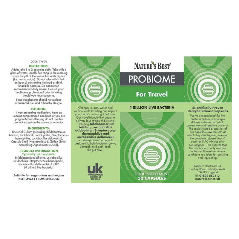 Nature's Best ProBiome for Travel, 30 Capsules (1 Month Supply)