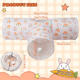 BWOGUE Bunny Tunnels & Tubes Collapsible Carrot Bunny Hideout Extra Large Small Animal Tunnel Toys for Dwarf Rabbits Bunny Guinea Pigs Kitty